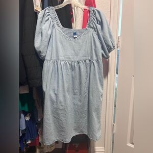 Old Navy Gray Puff Sleeve Sundress
